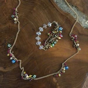 Betsey Johnson Evil Eye necklace and bracelet set